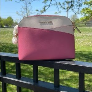 Michael Kors handbag, medium, pink and white